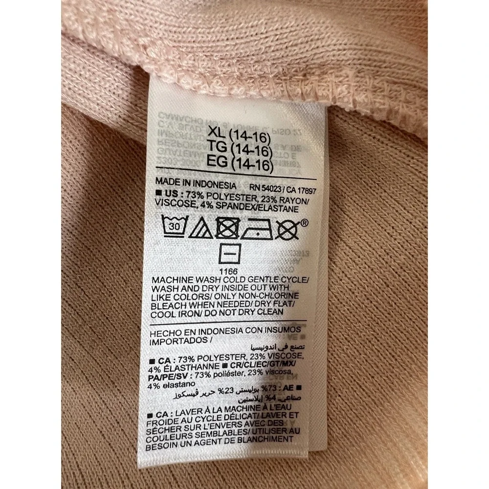Old Navy Long-Sleeve Plush Ribbed Fit Flare Dress Girls Pink Sz XL (14-16) New